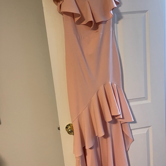 Pink Ruffled Asymmetrical One Shoulder Dress - Picture 1 of 3